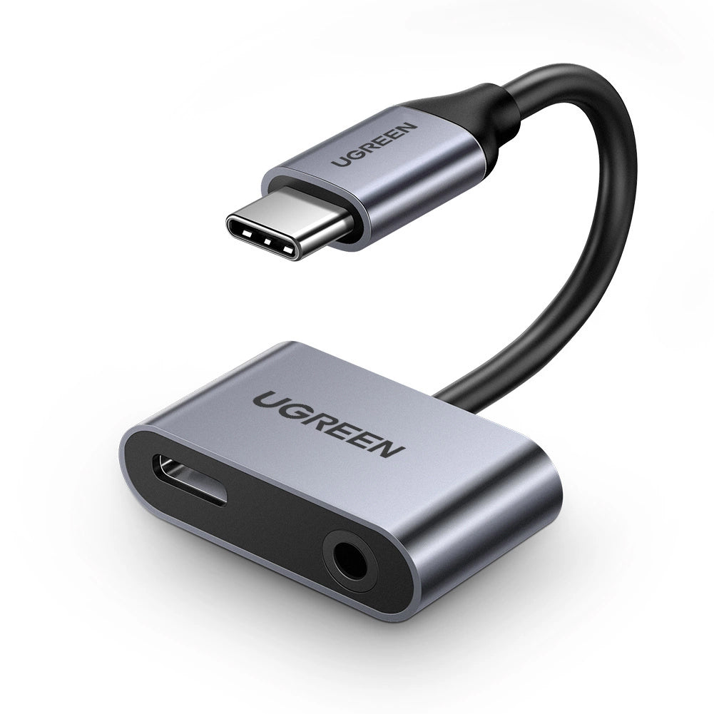 Audio adaptér USB-C - 3,5 mm / USB-C UGREEN CM193, šedý 