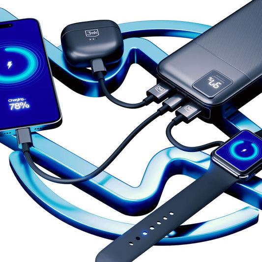 3MK PowerHouse externí baterie, 20000mAh, 22,5W, QC + PD, 1 x USB-A - 1 x USB-C, černá 