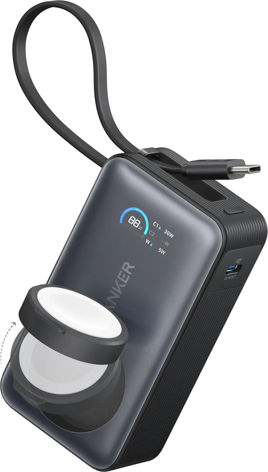 Externí baterie Anker MagGo, 10000mAh, 35W, PD + QI, 1 x QI - 2 x USB-C, černá A1657011