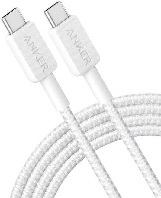 Datový a nabíjecí kabel USB-C - USB-C Anker 322, 60W, 1,8 m, bílý A81F6G21 