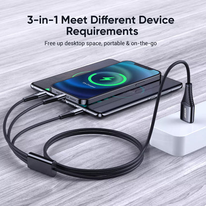 Nabíjecí kabel USB-A - Lightning / microUSB / USB-C Joyroom S-1230G4 3v1, 20W, 1,2 m, černý