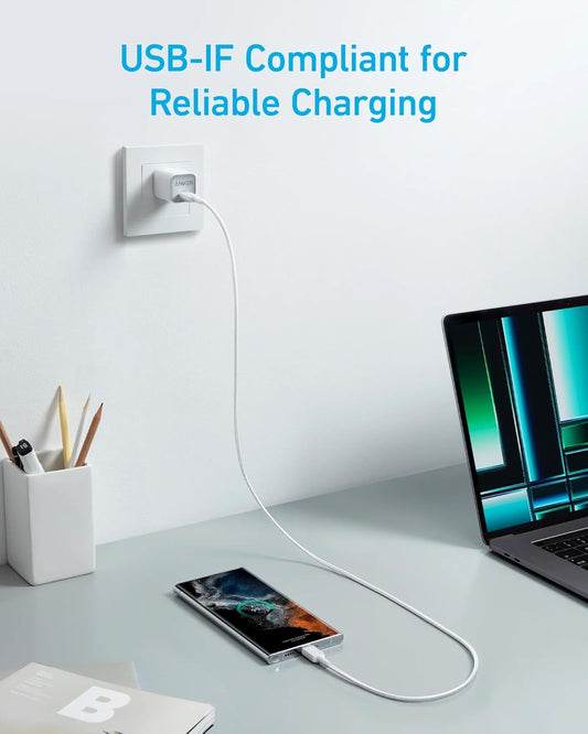 Datový a nabíjecí kabel USB-C - USB-C Anker 322, 60W, 1,8 m, bílý A81F6G21 