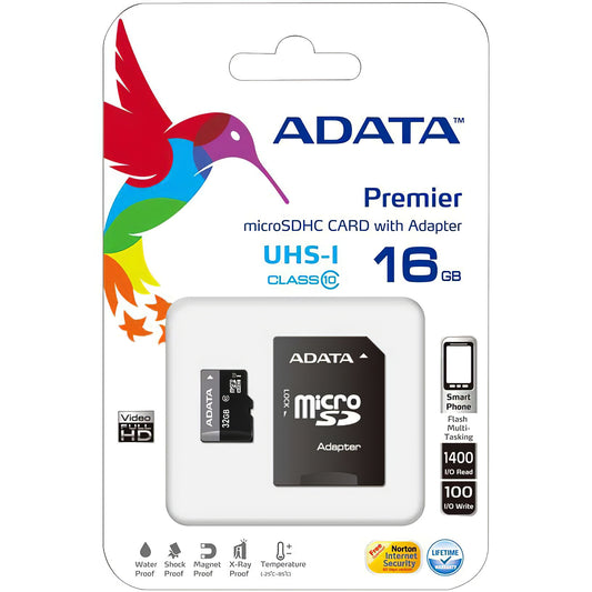 Paměťová karta microSDHC Adata Premier, 16Gb, Class 10 / UHS-1 U1, s adaptérem AUSDH16GUICL10-RA1 AUSDH16GUICL10-RA1 