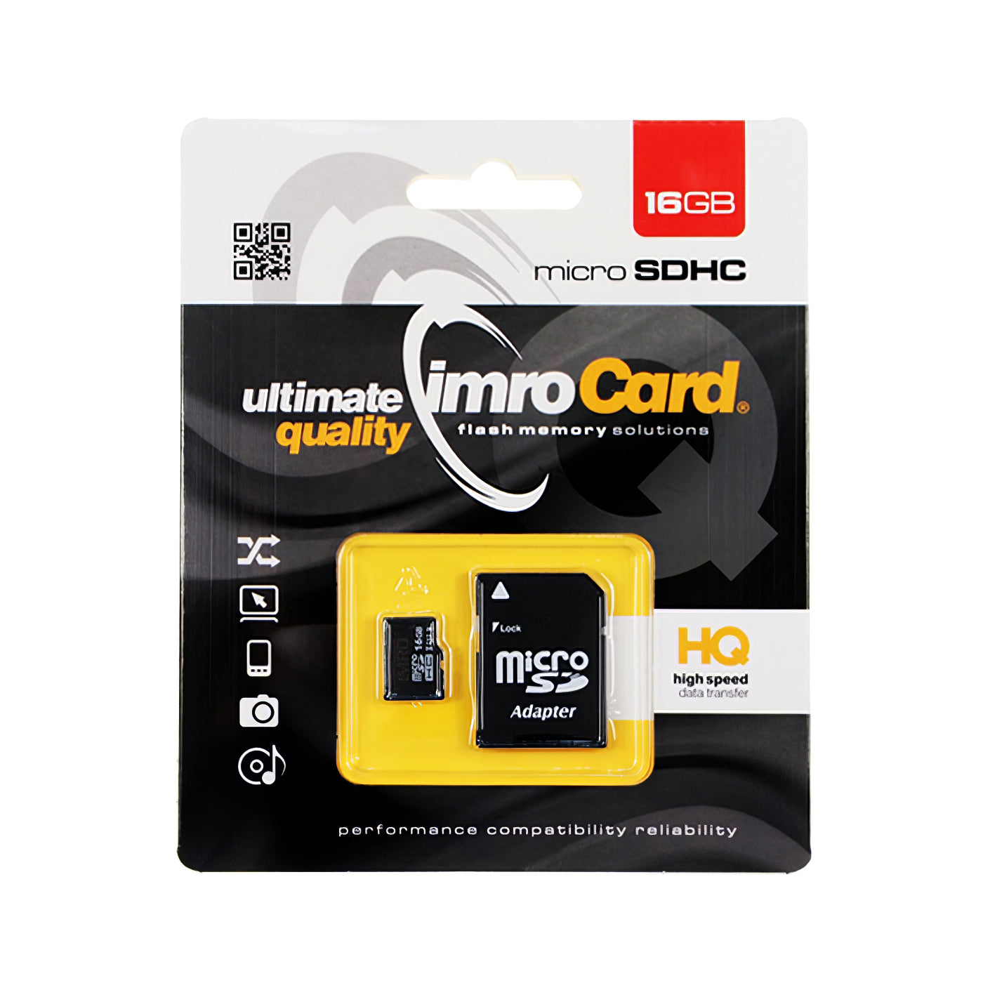 Paměťová karta microSDHC Imro, 16Gb, Class 10 / UHS-1 U1, s adaptérem 