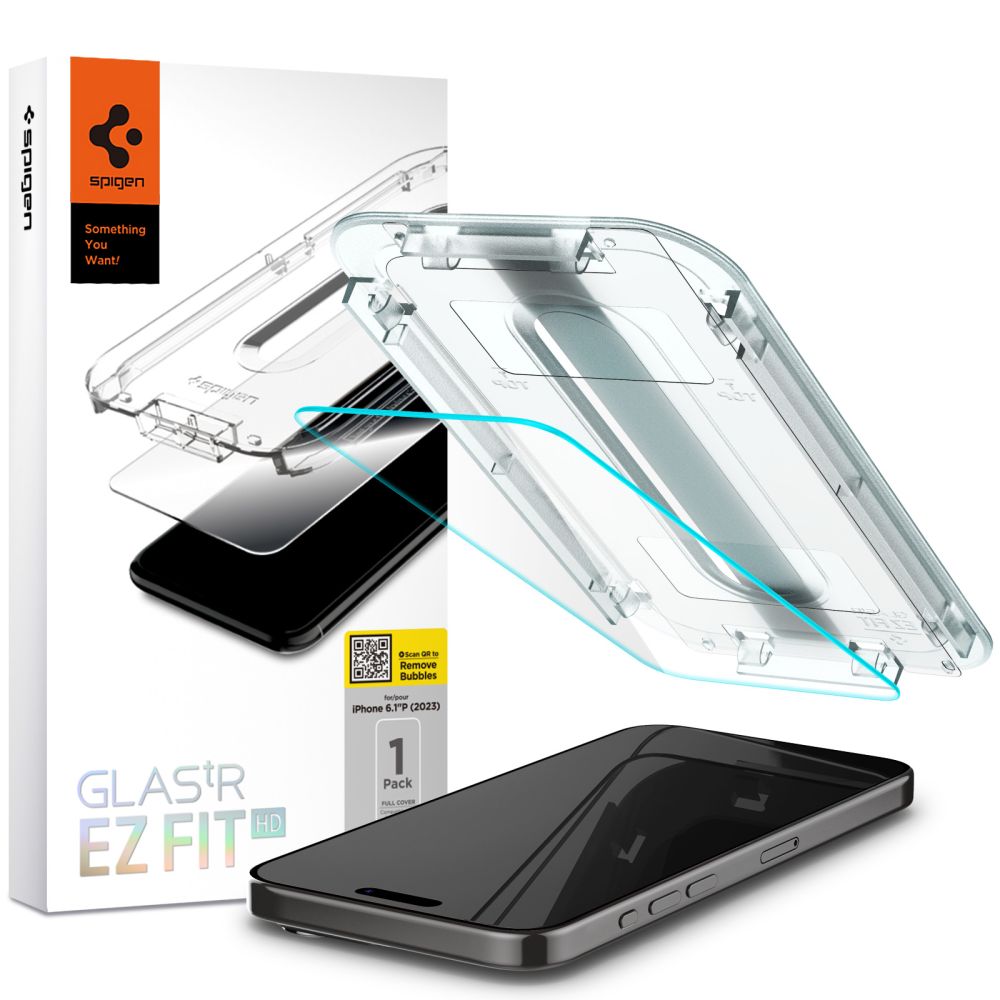 Spigen EZ FIT Screen Protector for Apple iPhone 15 Pro, Full Glue, 2.5D AGL06898 AGL06898 