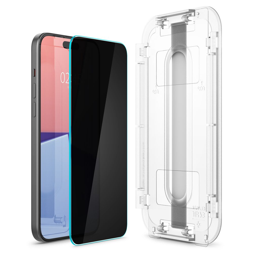 Spigen EZ FIT Privacy Screen Protector pro Apple iPhone 16 / 15, chráněné sklo, 2,5D AGL07121 AGL07121