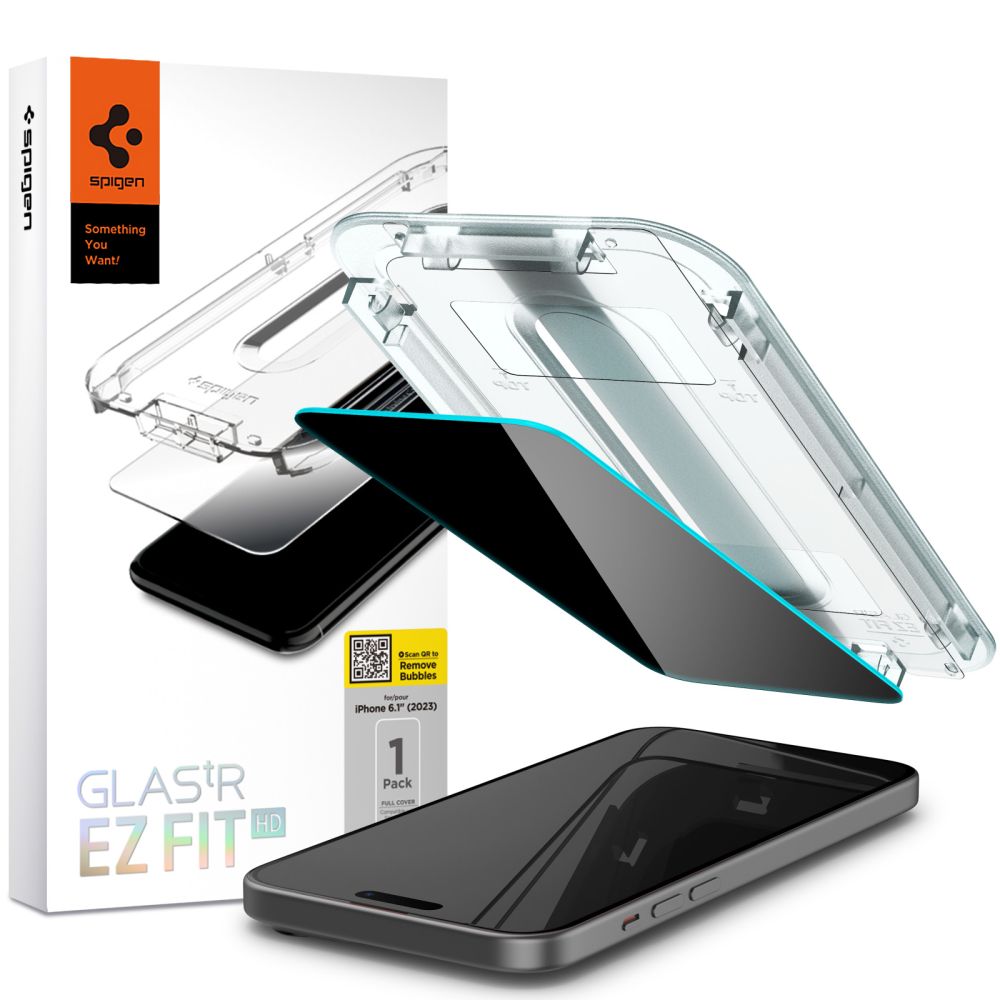 Spigen EZ FIT Privacy Screen Protector pro Apple iPhone 16 / 15, chráněné sklo, 2,5D AGL07121 AGL07121