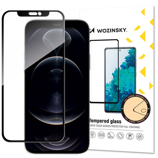 WZK Screen Protector for Apple iPhone 16e / 14 / 13 Pro / 13, Glass Protected, Full Glue, Black