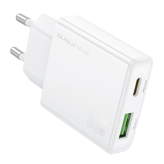 Síťová nabíječka Borofone BN25 Wish, 30W, 3A, 1 x USB-A - 1 x USB-C, bílá 